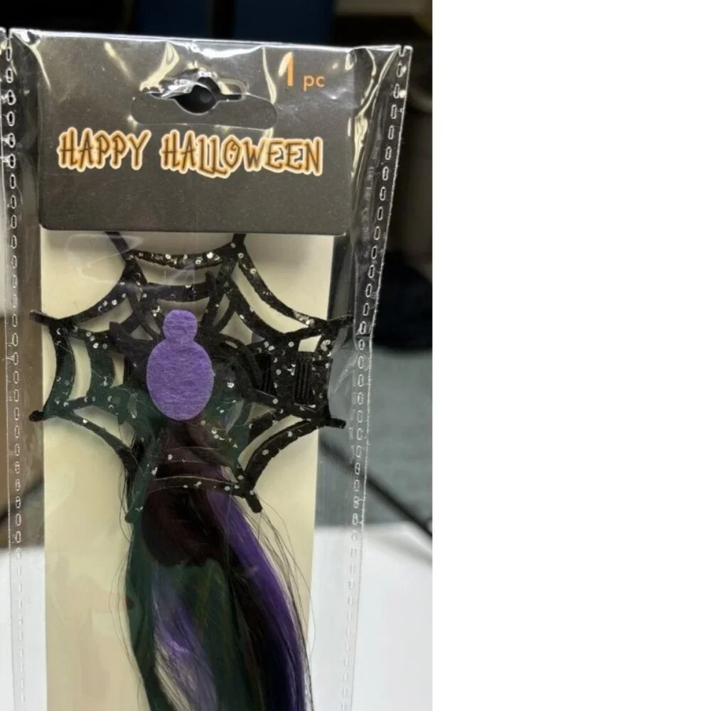 Hair Extensions Halloween Purple Spider Web Synthetic Hair 12